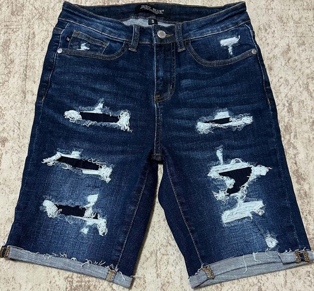 Judy Blue Los Angeles Distressed Cuffed Bermuda Shorts
